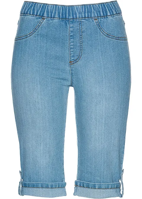 Jeans Bermuda Mid Waist, Bequembund in blau von vorne - bonprix