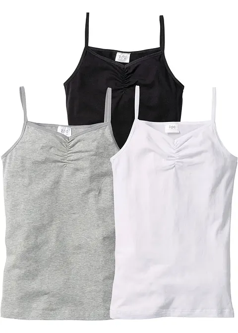 Mädchen Top mit Bio-Baumwolle (3er-Pack) in weiß von vorne - bonprix