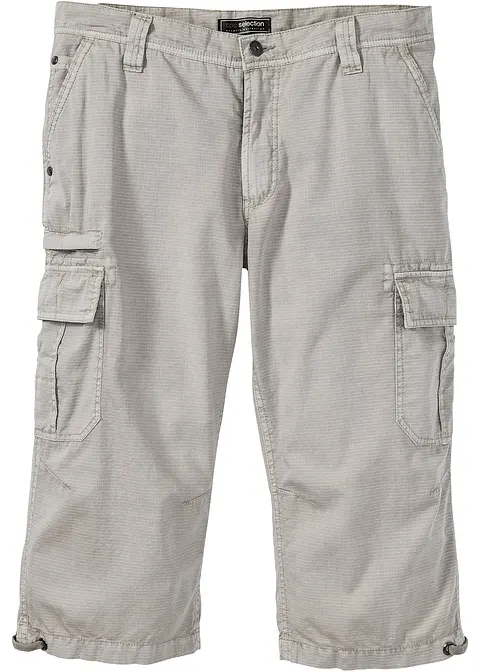 Regular Fit Cargo-Long-Bermuda aus reiner Baumwolle in grau von vorne - bonprix