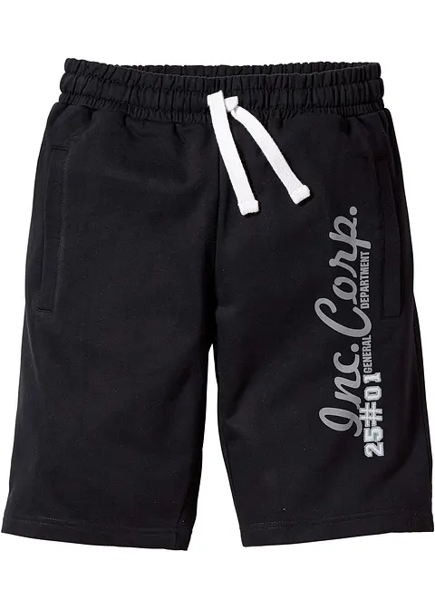 Sweat-Bermuda aus reiner Baumwolle in schwarz von vorne - bonprix