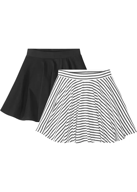 Mädchen Rock (2er-Pack) aus Bio-Baumwolle in schwarz von vorne - bonprix