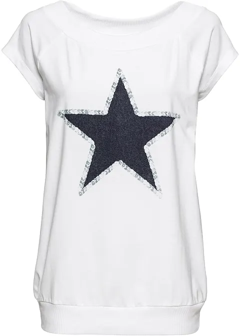 Shirt mit Sternenprint in weiß - bonprix