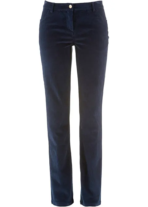 Stretch-Cordhose, Straight in blau von vorne - bonprix