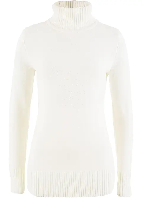 Basic Rollkragenpullover in weiß von vorne - bonprix