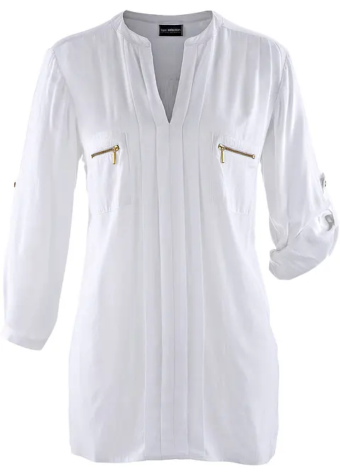 Tunikabluse aus fließender Viskose in weiß - bonprix