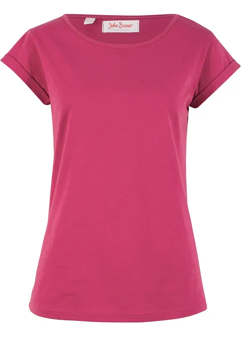 T-Shirt aus Bio-Baumwolle, Kurzarm in pink von vorne - bonprix