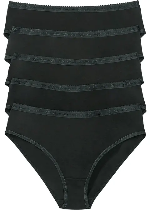 Maxislip (5er Pack) in schwarz von vorne - bonprix