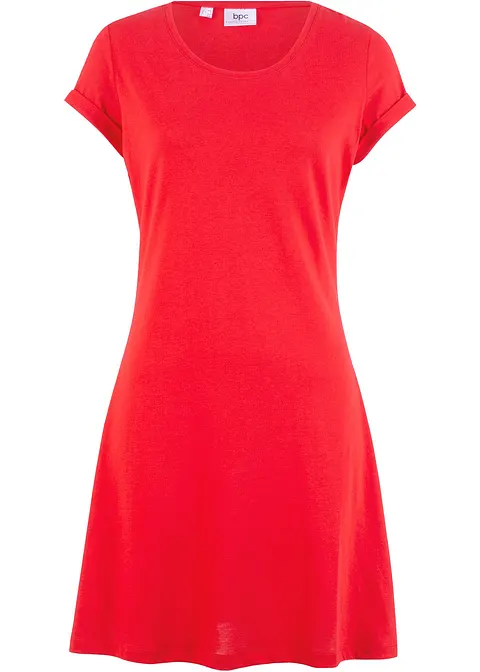 Shirtkleid aus Bio-Baumwolle, Kurzarm in rot von vorne - bonprix