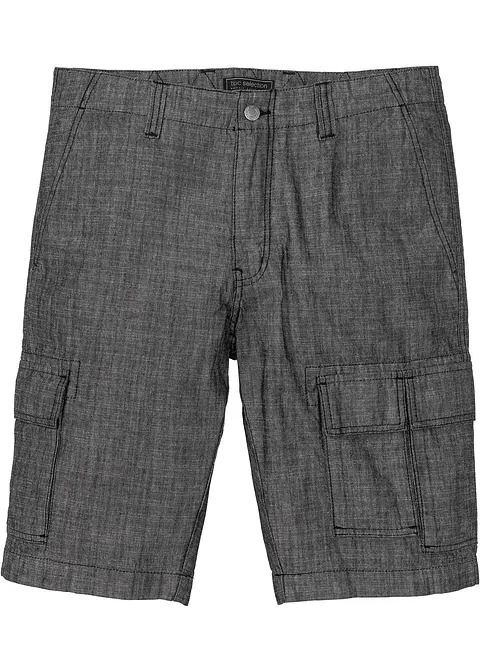 Loose Fit Cargo-Bermuda aus reiner Baumwolle in schwarz von vorne - bonprix