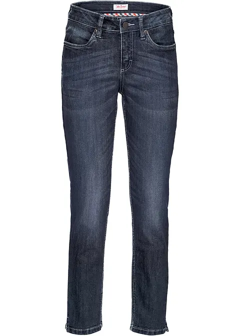 Komfort-Stretch-7/8-Jeans mit Schlitz in blau von vorne - bonprix