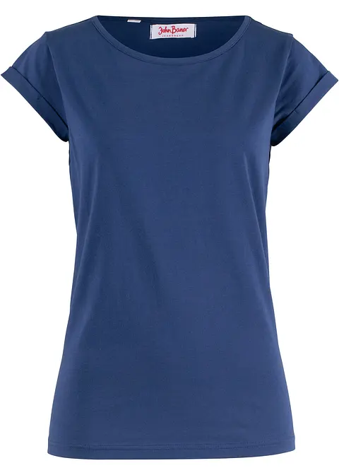 T-Shirt aus Bio-Baumwolle, Kurzarm in blau von vorne - bonprix