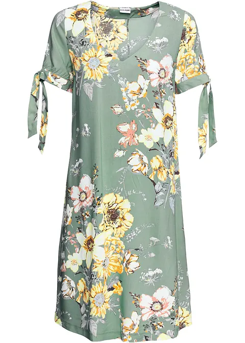 Kleid aus fließender Viskose in grün von vorne - bonprix