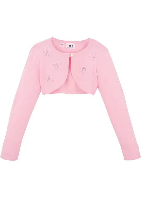 Strickbolero mit Schmetterlings-Applikationen in rosa von vorne - bonprix