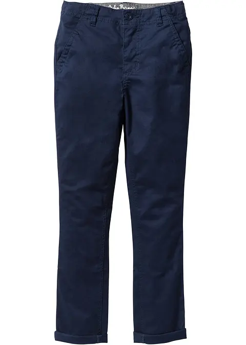 Jungen Slim Fit Stretch-Chinohose, Straight in blau von vorne - bonprix