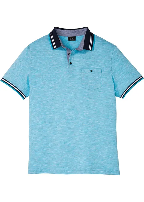 Poloshirt aus reiner Baumwolle in blau von vorne - bonprix