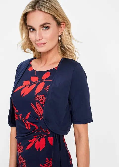 Shirt-Bolero in blau von vorne (im Anschnitt) - bonprix