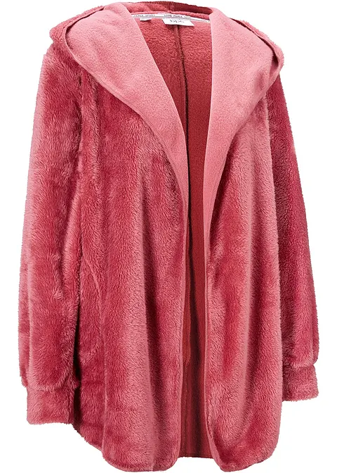 Loungewear Kuschel-Fleece Jacke in pink von vorne - bonprix