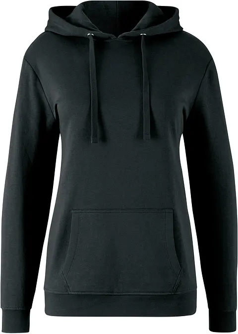 Basic Kapuzensweatshirt in schwarz von vorne - bonprix