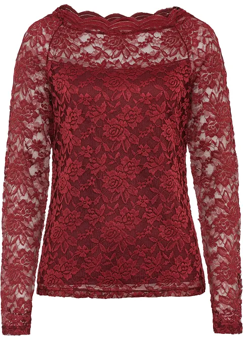 Spitzen-Shirt in rot von vorne - bonprix