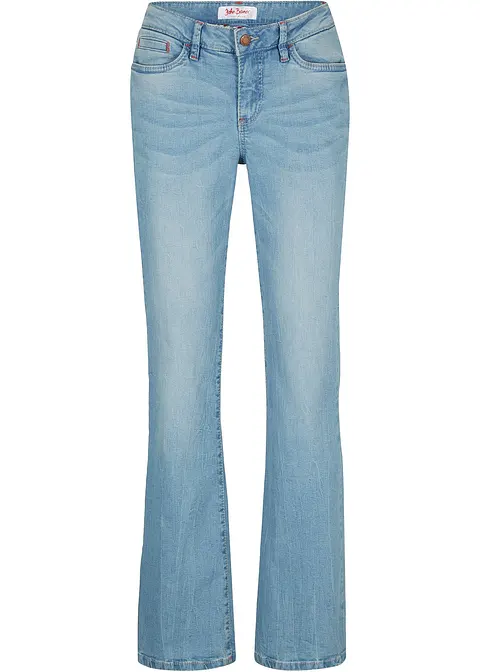 Bootcut Jeans Mid Waist, Stretch in blau von vorne - bonprix