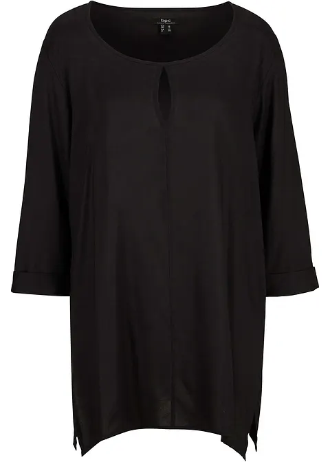 Blusenshirt aus reiner Viskose in schwarz von vorne - bonprix