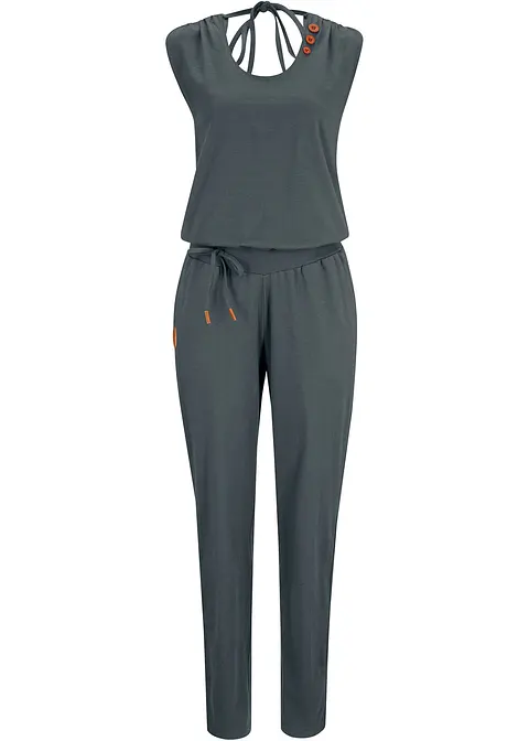 Jersey-Overall aus Baumwoll-Mix in grau von vorne - bonprix