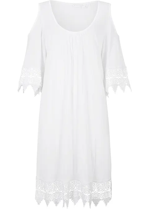 Transparentes Strandkleid in weiß von vorne - bonprix