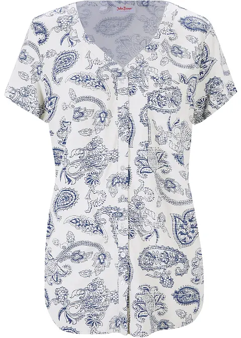 Bluse, Kurzarm in weiß von vorne - bonprix