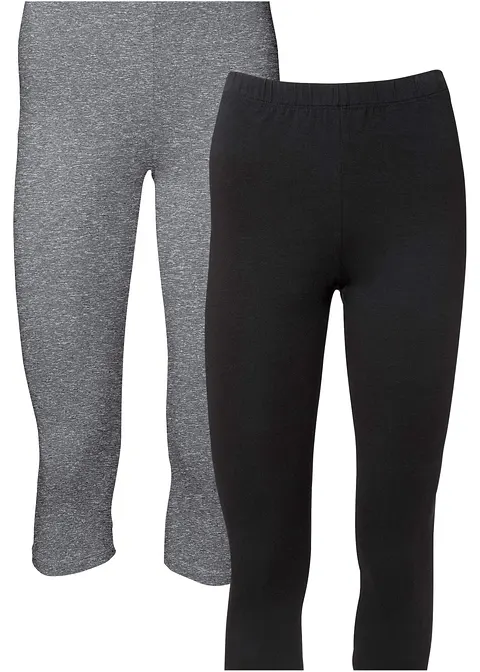 Capri-Leggings (2er-Pack) in grau - bonprix