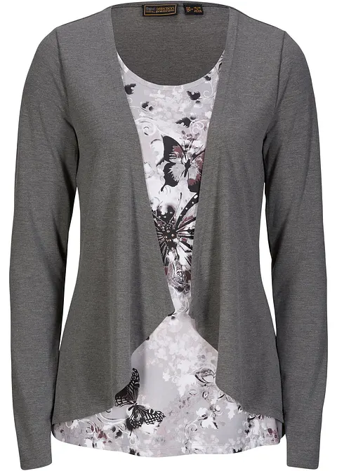 2 in 1 Shirt bedruckt in grau von vorne - bonprix