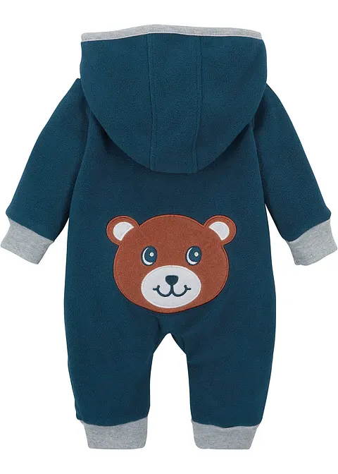 Baby Fleece-Overall in blau von vorne - bonprix