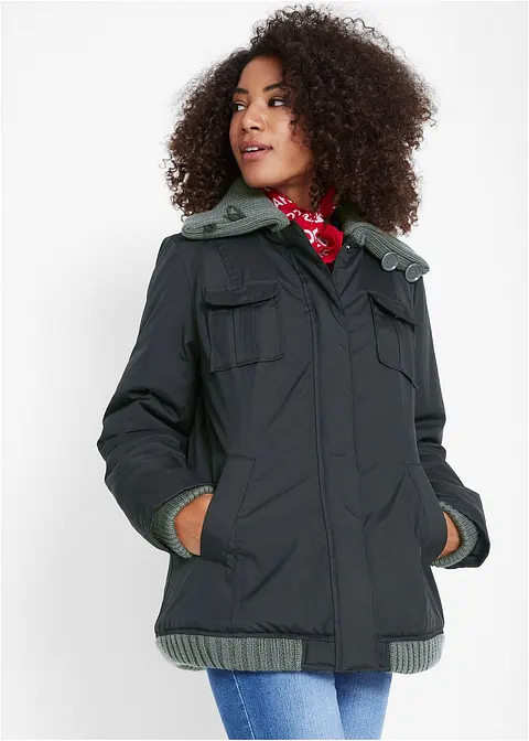 Winterjacke in schwarz von vorne (im Anschnitt) - bonprix