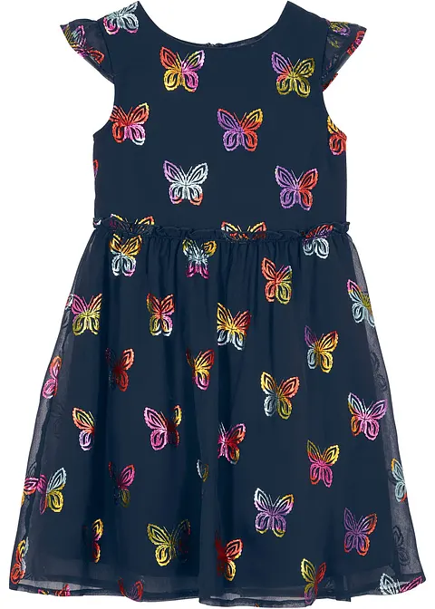 Chiffonkleid in A-Linie in blau von vorne - bonprix