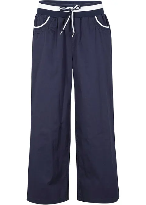 Baumwoll Papertouch- Culotte mit Bequembund in blau von vorne - bonprix