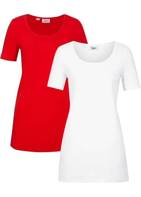 Long-Shirt, 2er-Pack in rot von vorne - bonprix