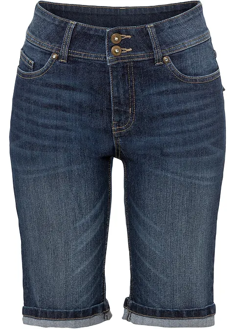 Jeans Bermuda Mid Waist in blau von vorne - bonprix