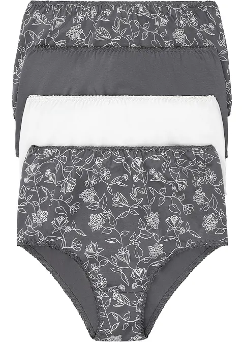 Taillenslip (4er Pack) mit komfortabler Baumwolle in grau von vorne - bonprix