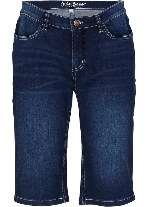 Jeans Bermuda Mid Waist, Stretch in blau von vorne - bonprix