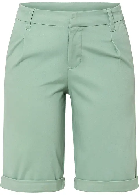 Stretch-Bermuda in grün von vorne - bonprix