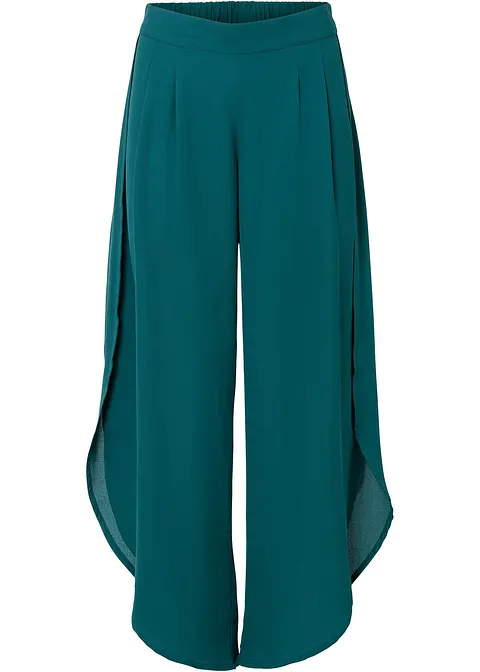 Palazzo-Hose mit Schlitz in petrol von vorne - bonprix