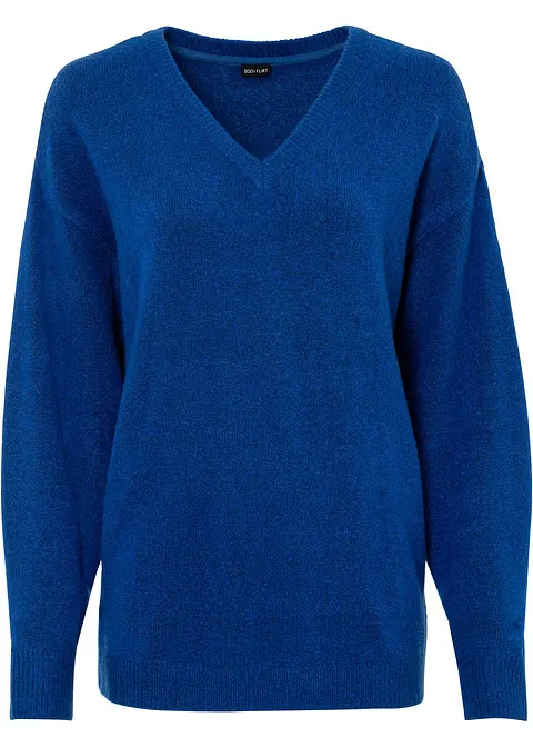 Oversize-Strick-Pullover in blau von vorne - bonprix