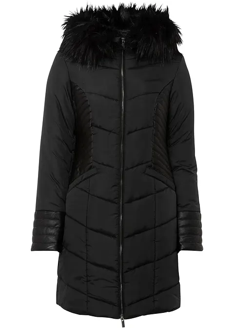Steppmantel in schwarz von vorne - bonprix
