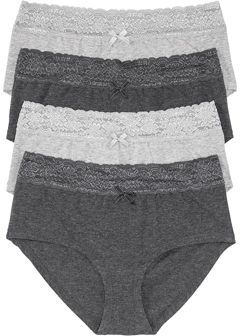 Maxipanty (4er Pack) in grau von vorne - bonprix