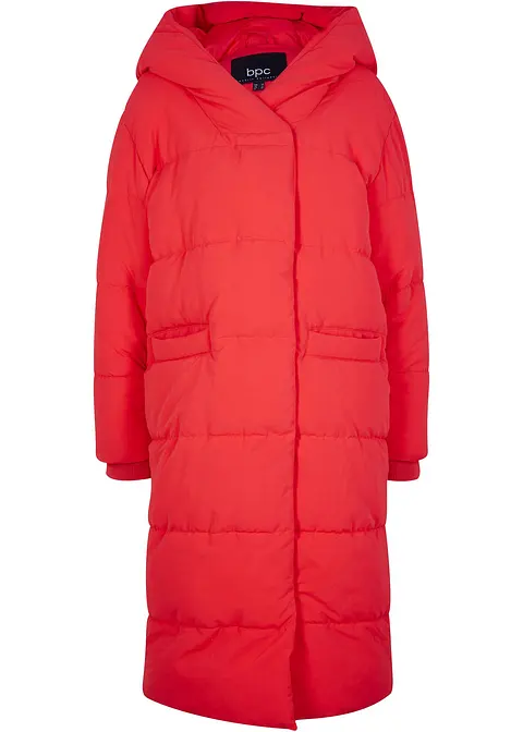 Wattierter Mantel mit Kapuze, aus recyceltem Polyester in rot von vorne - bonprix