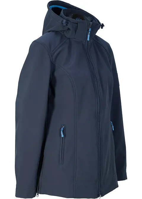 Stretch-Softshelljacke, wasserabweisend in blau von vorne - bonprix