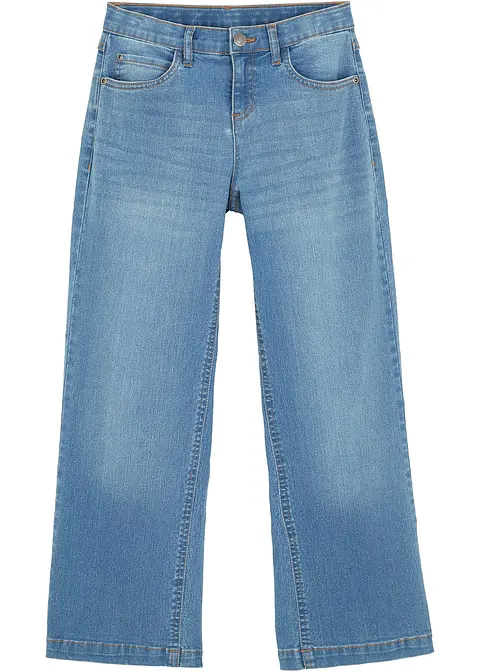 Wide-Leg-Jeans Mid Waist in blau von vorne - bonprix