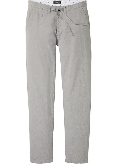 Regular Fit Schlupf-Chinohose mit Leinen, Straight in grau von vorne - bonprix