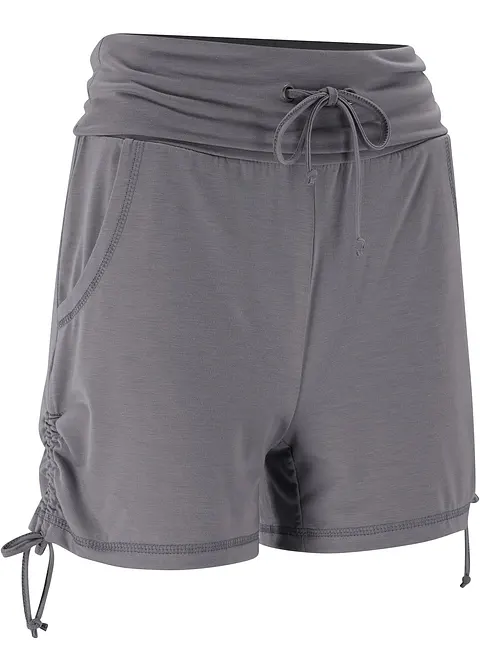 Shorts mit Raffung in grau von vorne - bonprix