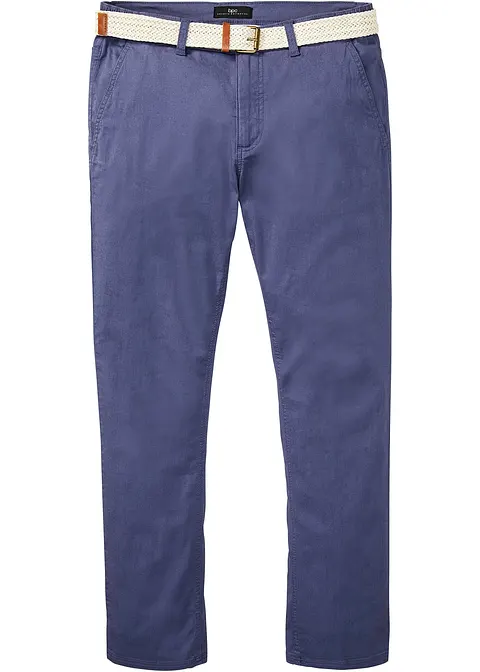 Regular Fit Stretch-Chinohose m. Komfortschnitt u. Gürtel, Straight in blau von vorne - bonprix