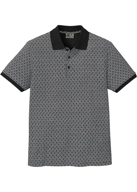 Piqué-Poloshirt aus reiner Baumwolle in schwarz von vorne - bonprix